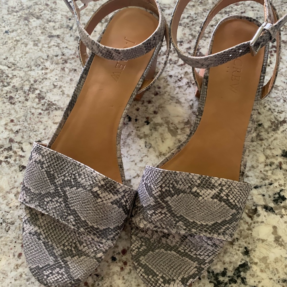 J Crew Factory Snakeskin Print Block-Heel Sandals - image 3